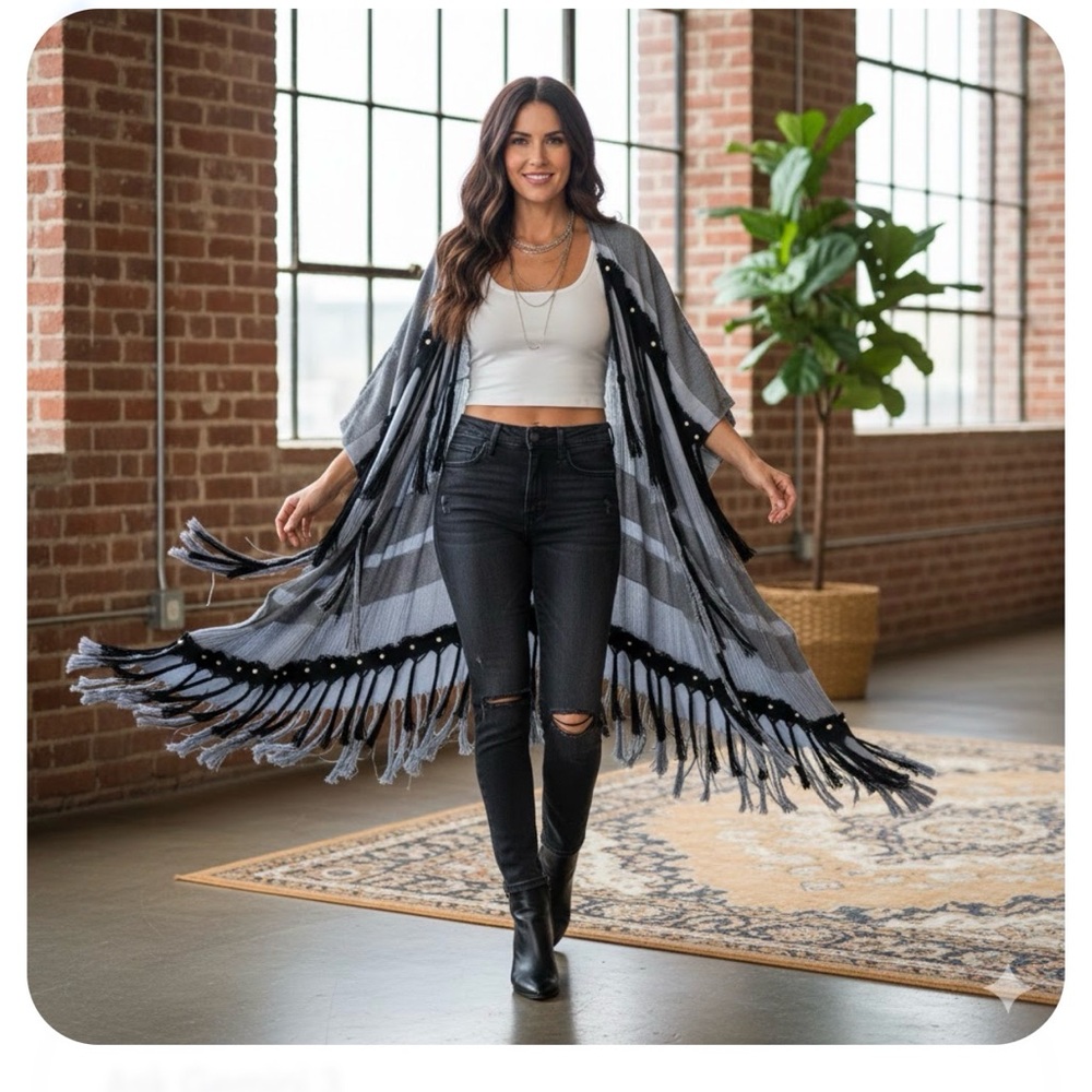 ✨ RARE RAW Handmade Mexican Artisan Kimono - Boho Fringe Luxury ✨